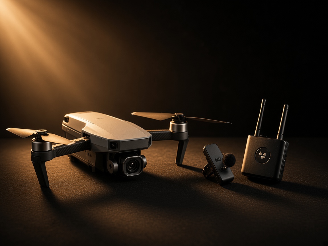 Dronă DJI și microfon wireless Hollyland